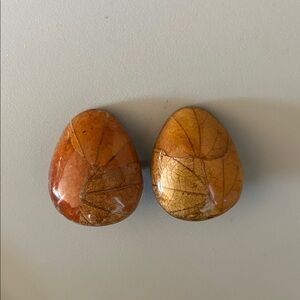 Vintage Brown Teardrop Clip-On Earrings